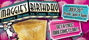free mini coke float at maggie moos